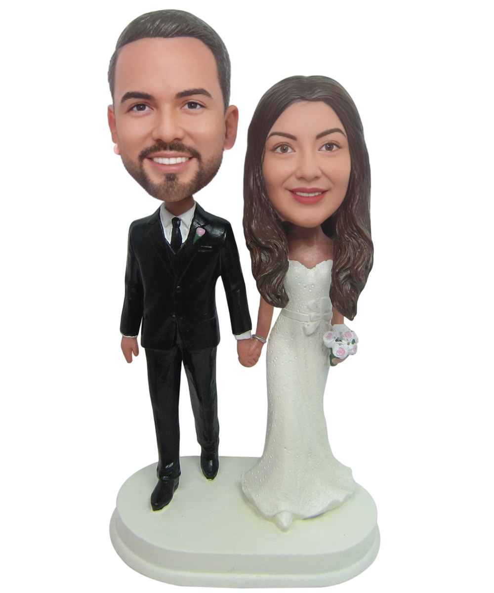 Custom Custom Wedding Toppers Sweet Couple Hand In Hand Figurines